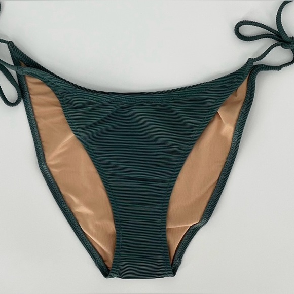 J. Crew Other - J. Crew Womens Ribbed Cheeky String Bikini Swim Bottom Size M Green Curved Waist